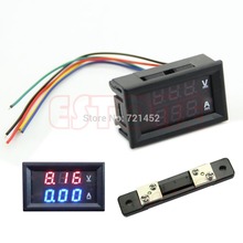 L155 envío gratis DC 100 V 50A Dual LED Digital del amperímetro del voltímetro Amp Volt Meter + derivación de corriente