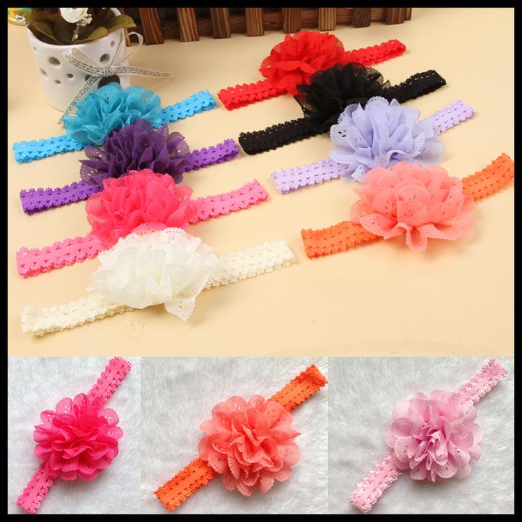 12 Colors Fashion Baby Girl Lace Flower Hair Band Headband Hairband Hair Accessories Drop Shipping BB