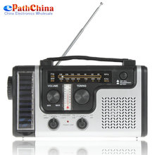 Portable Crank Solar AM FM SW Shortwave Radio Receiver with Flashlight Solar light Emergency Charger Free