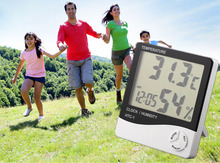 New 2015 Digital LCD White Hygrometer Temperature Humidity Meter Gauge Clock