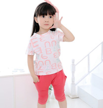Boys Top Real Fashion Regular O-neck Cotton Kids Clothes Sports Suit 2016 Summer Pant Digit Baby children’s clothing