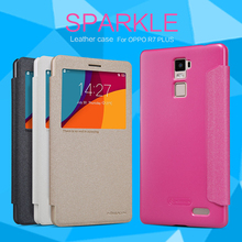 10pcs For OPPO R7 Plus NILLKIN flip cover luxury Sparkle super thin protective Leather Case + Retailed Package