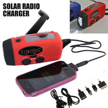 New Solar Dynamo Powered Radio Hand Crank AM/FM 3 LED Flashlight Phone Charger power cords for cell phonesVan