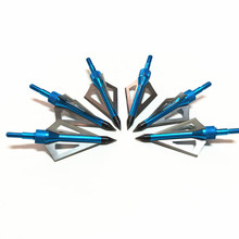 6pcs lot BLUE Hunting Arrowhead Aluminum Stainless Steel Broadheads 3 Blades Archery Arrowhead Arrow Release for