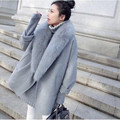 Freeshipping New Autumn Winter Women Coats Vestidos Loose Plus size Copy Fur Collar Woolen Blends Coar