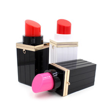 2015 Hot Selling Black Acrylic Lipstick Clutch Bag Evening Party Hand Bag Small Chain Crossbody Bag White Gray Y149