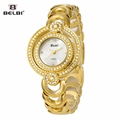 Luxury Brand Women Stainless Steel Watch 2016 Fashion Gold Plated Women Rhinestone Quartz Watch Casual Dress