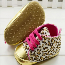 Cute Baby Girl Infant Toddler Leopard Gold Crib Shoes Walking Sneaker