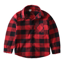 Spring Summe Baby Girl Shirts Red Plaid Long Sleeve Kids Clothes Boys Shirts Popular child’s Wear Cotton Girl clothing To School