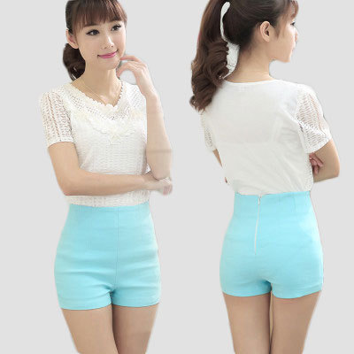 2015 summer fashion female high waist wild stretch legs Korean candy colored shorts sexy skinny cotton