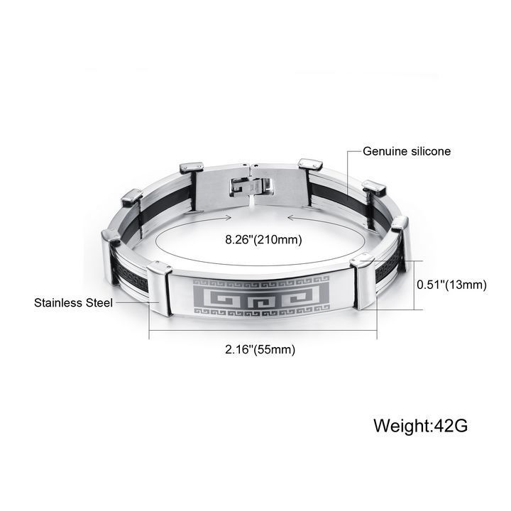 Wholesale 2015 new fashion jewelry men bracelets Silicone titanium steel Bracelet for men Great Wall creative