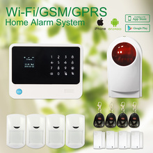 Home security GSM WIFI alarm system with GPRS, Touch keypad LCD display voice promt,IOS Android APP Burglar Alarm System