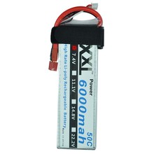 XXL rc Lipo Battery 7.4V 6000mAh 50C Max 100C 2S 2Cells 7.4Volt for Remote Control Models Helicopter Quadcopte, Drone