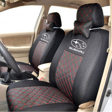 Silk Sandwich Embroidery Logo Car Seat Cover For SUBARU XV FORESTER OUTBACK TRIBECA LEGACY IMPREZA Car Cover Black Free Shipping