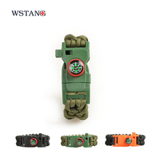 W S TANG New 2015 Paracord survival bracelet mountaineer adventure self rescue camping wristbands emergency rope