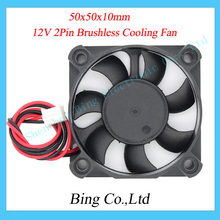 1pc 50mm 50x50x10mm New Arrival 5010 Sleeve DC 12V 2 Pin Cooling Fan 12V 2Pin Brushless Cooling Fan for 3d printer free shipping