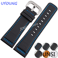 UYOUNG Watchband 28mm Mens Leather Watch band Quality Genuine Leather Strap Luxury Fine Steel Buckle