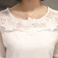 Women Blouse Summer Style Fashion Plus Size Tops Hollow Elegant Lace Shirt Casual Sexy Bottoming Office