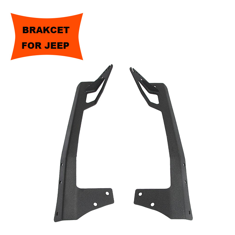 A pair of black solid steel 52 inch straight offroad led light bar upper Windshield Mounting Brackets for Jeep Wrangler TJ 09-14