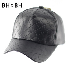 Hot sale Unisex Casual Snapbacks Baseball Hat Black PU Leather Flat brim Baseball Caps Hip hop Cap For Men Women BH-LDL051