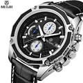 MEGIR Men Chronograph Multifunction Waterproof Genuine Leather Hot Sale Casual Watches Military Quartz Watches Relogio Masculino