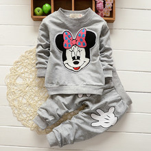 baby girls clothing sets cartoon minnie mouse 2015 anutmn children’s wear cotton casual tracksuits kids clothes sports suit hot
