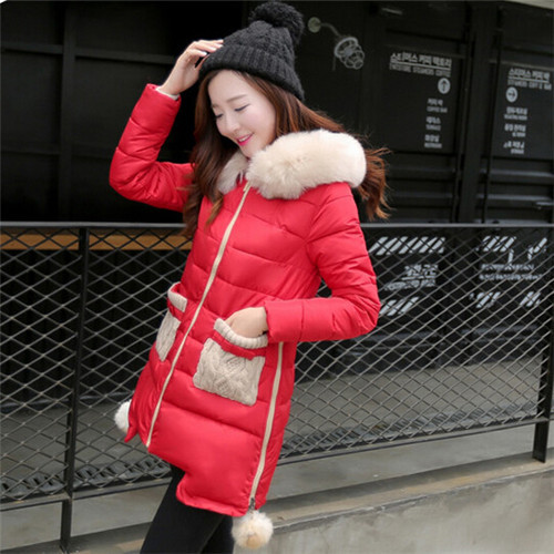 2015 New Women\'s Winter Jacket Women Long Down Coat Female Hooded Jackets Fur Collar Knitted Pockets Parka Woman Coats Plus Size (4)