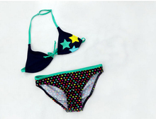 2015 New Summer Bathing Suit Girls split Two pieces Swimwear Children Cute Star Pattern Split Bikini