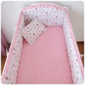 Promotion 6PCS Butterfly cot baby bedding set cotton curtain crib bumper baby cot sets baby bed