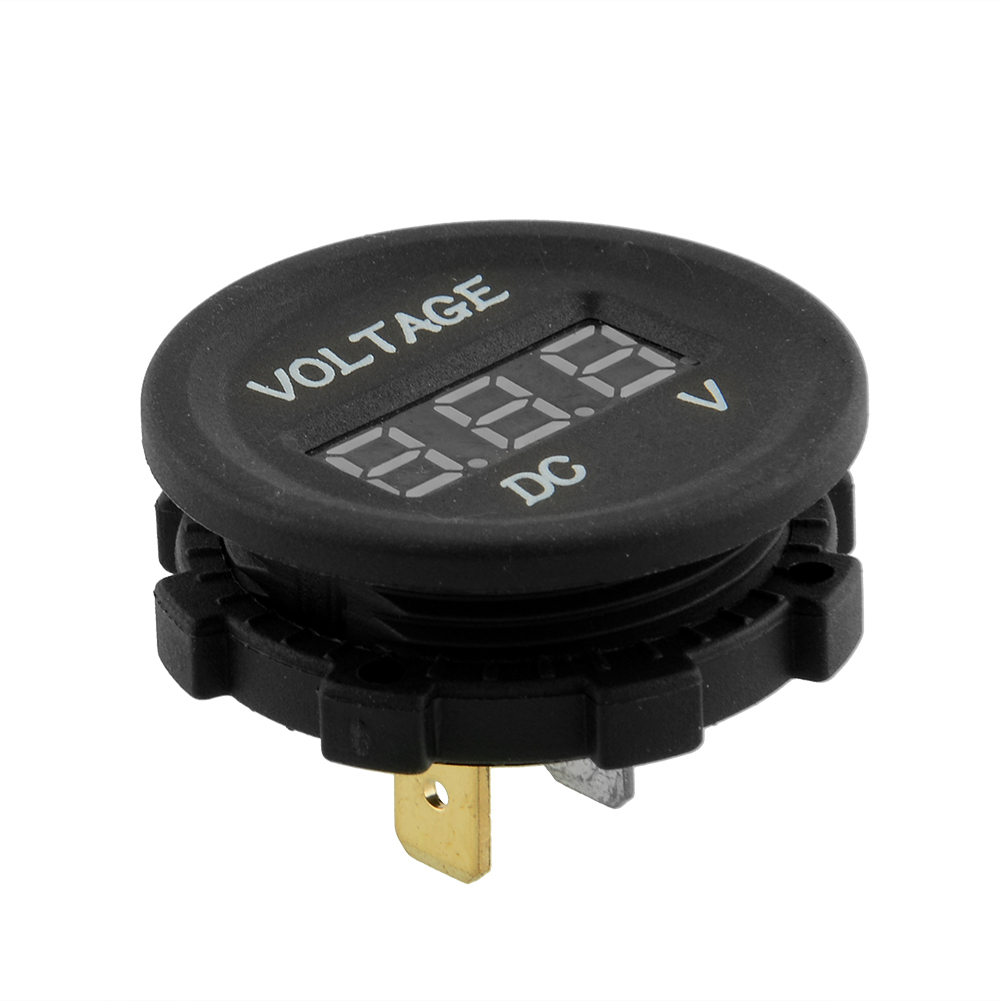 Car Vehicle Motorcycle LED Digital Panel Display Round Voltmeter Waterproof Voltage Monitor DC 12V 24V