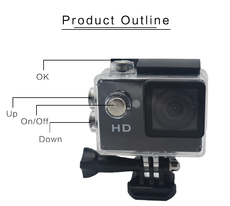 Водонепроницаемый спорт dv-рекордер SJ4000 стиль A8 действий камеры Full HD 720 P 2.0 