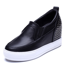 2016 Fashion Women Wedge Shoes Rivets Stud Round Toe High Heels Pumps Woman Platform Shoes 2#D30