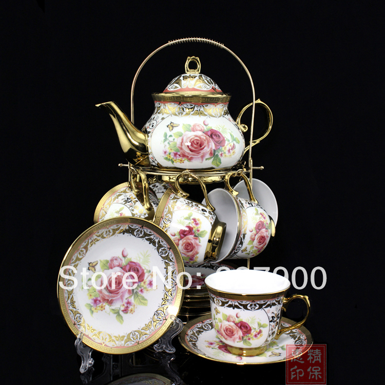 European Titanium Wedding Gift 13 Piece Ceramic Tea Set Tea Service