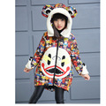 2016 Winter Girls Coats Cotton Cartoon Jackets Hooded Collar Children Baby Clothes Thick Outdoor Parka Clothing