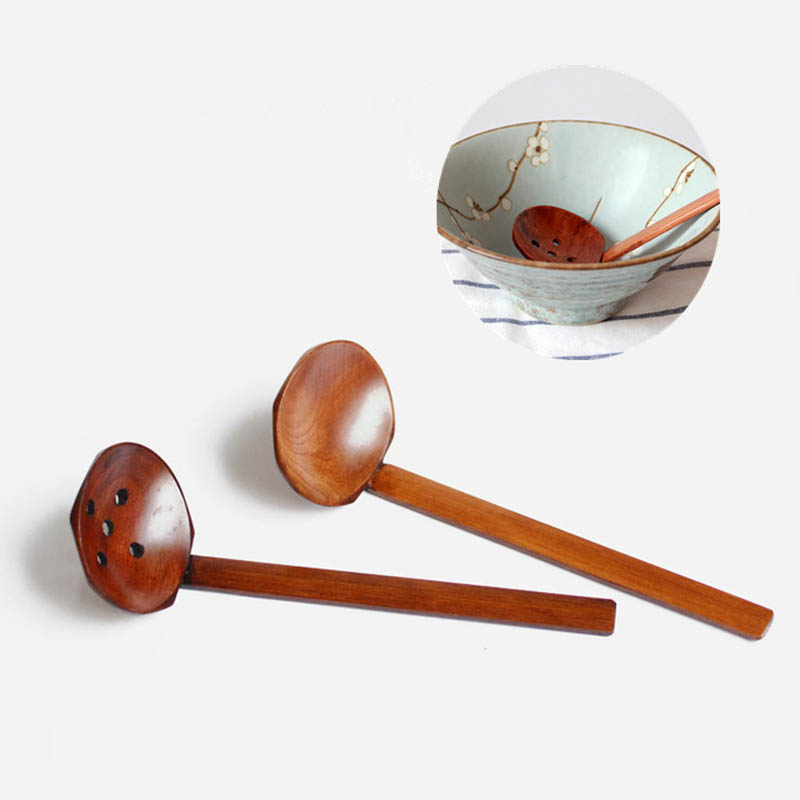 2pcs / lot Large wooden spoon set soup ladle japanese soup spoons for