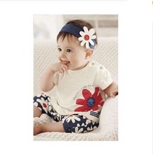 2015 Hot Baby Clothing Rompers Newborn Baby Girl Summer Clothes Sets Sleeve Romper Hat Pants Baby