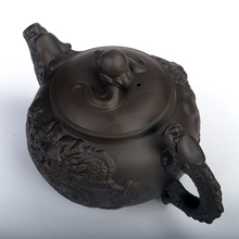 Teapot Yixing purple clay kettle hand pull Zisha cup kongfu tea set dragon carving pot 380cc