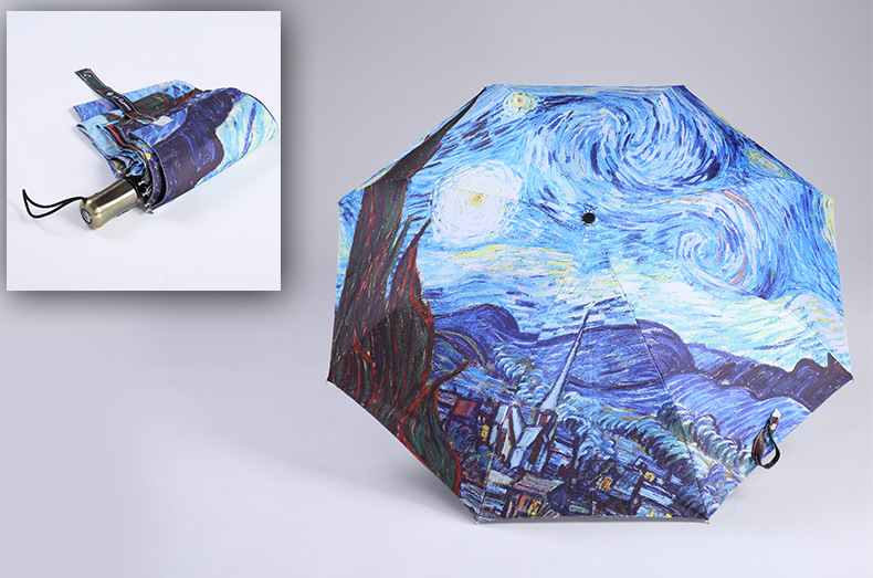 Van Gogh Umbrella Automatic 6 Color Oil Painting Anti-uv Brand Personalized Umbrella rain Women Ladies Fully Automatic Umbrellas