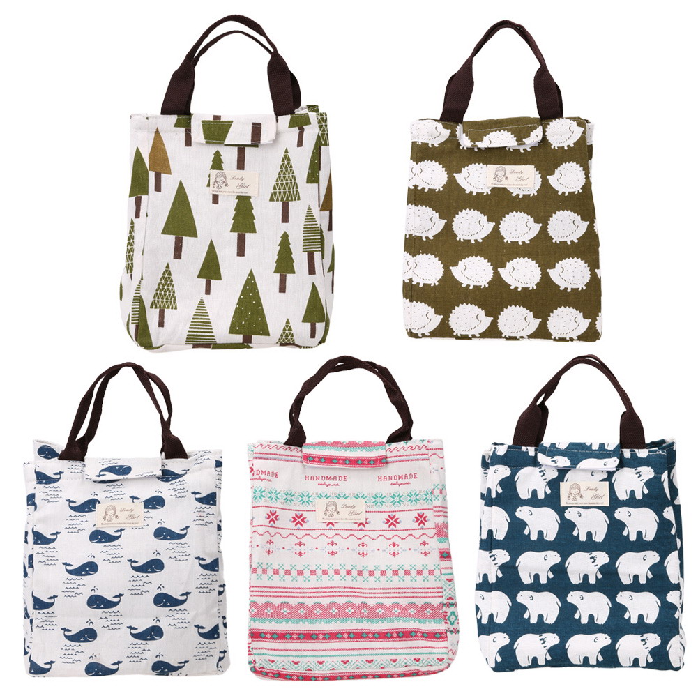 Cute Snoopy Red House Lunch Bag Canvas Thick Bento Box Handbag Insulation Picnic