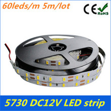 5730 SMD LED Strip,12V not Waterproof 60LED/m 5m/lot,New LED Chip 5730 Bright Than 5630/5050 ,White/Warm White free shipping