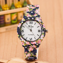Sport Casual Quartz Watch Women Dress Watches Female Flower Geneva Watch Plastic Clock Wholesale Relogio Feminino