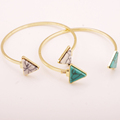 New Fashion Gold Plated Green White Turquoise Geometry Triangle OpenBracelets Bangle For Women Fine Jewelry Men