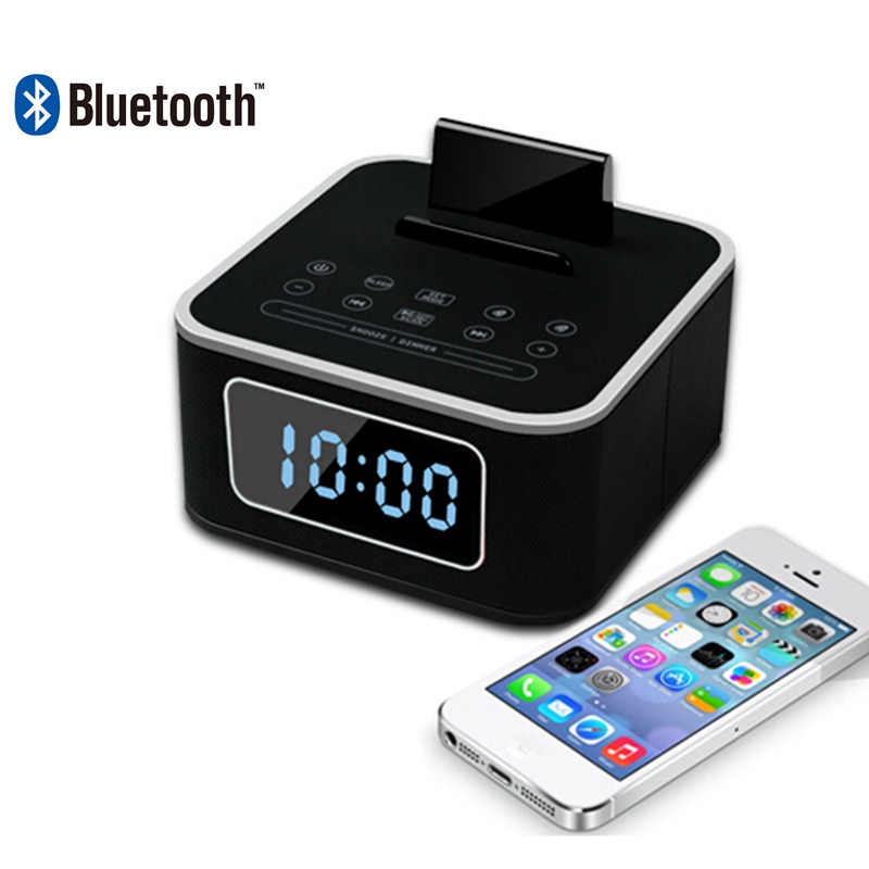 Bluetooth Active Speaker Stereo FM Radio Alarm Clock Hands Free Call Time Display wireless Speaker USB charger for Phone mp3