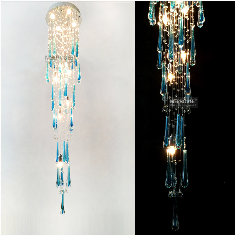 2214-L4 modern blue crystal chandelier light fixture lamp stair  lighting  (5)