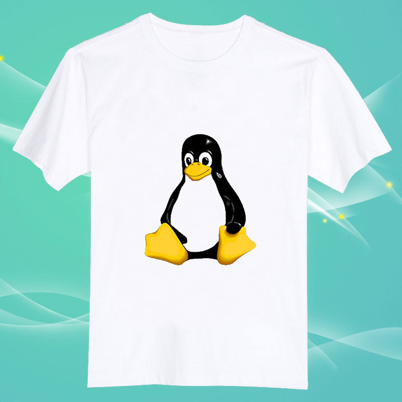 足ペンギン linux送料無料100% コットン o ネック半袖camisetas tシャツ 、 ユニ