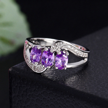2015 Fashion big high quality Amethyst Cross Infinity Ring jewelry Luxury Charm Silver plated Crystal Ring