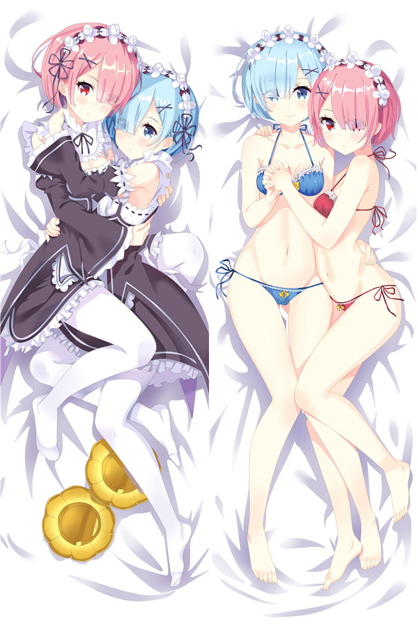 Anime Re:Zero kara Hajimeru Isekai Seikatsu Rem & Ram Pillowcase Hugging Body Pillow Cover Case Home Bedding