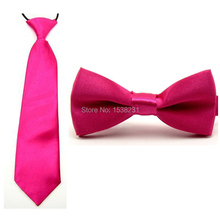 Baby Boy Kid Classic Satin Solid Color Bowtie Bow Tie Necktie Matching Set BOWSET0008