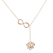 Min 1pc Infinity Lotus lariat necklace, lotus flower necklace, cute jewelry for women XL043
