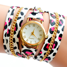 Mujeres reloj 2015 nueva pulsera del leopardo el nuevo multi capa con curvas de cuarzo watchFashionable vestir envío gratis del reloj